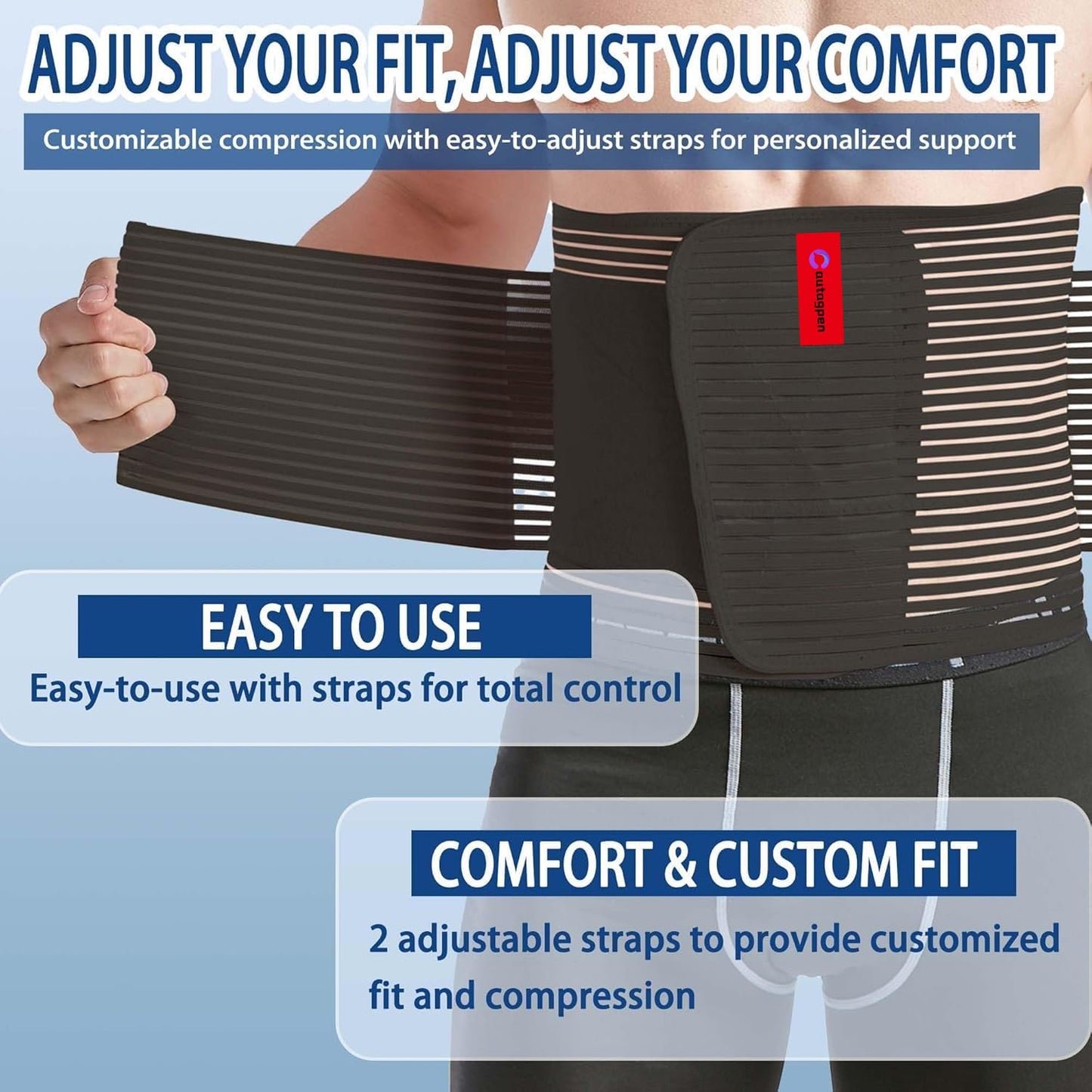 Abdominal Binder for Post Surgery: Postpartum Recovery, Abdomen Hernia Support Belt for Women and Men Brand: Autagpen