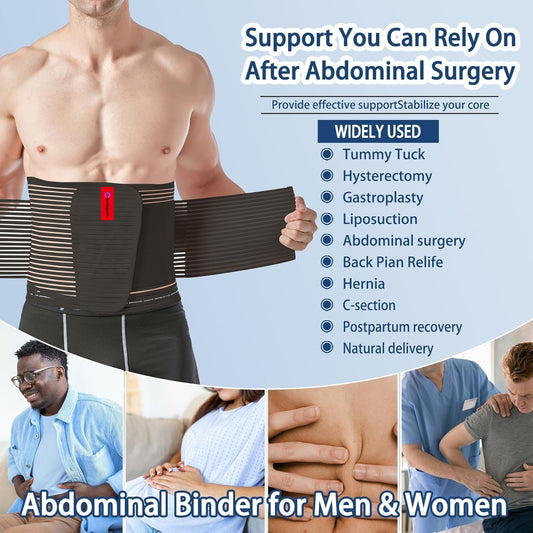 Abdominal Binder for Post Surgery: Postpartum Recovery, Abdomen Hernia Support Belt for Women and Men Brand: Autagpen