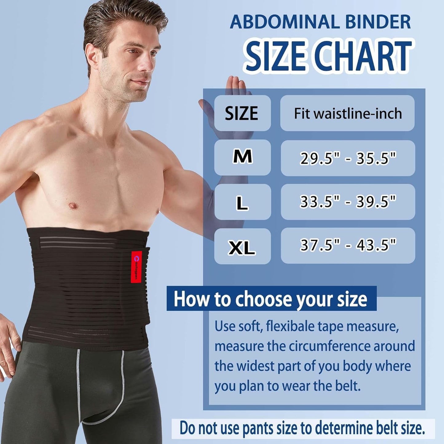 Abdominal Binder for Post Surgery: Postpartum Recovery, Abdomen Hernia Support Belt for Women and Men Brand: Autagpen